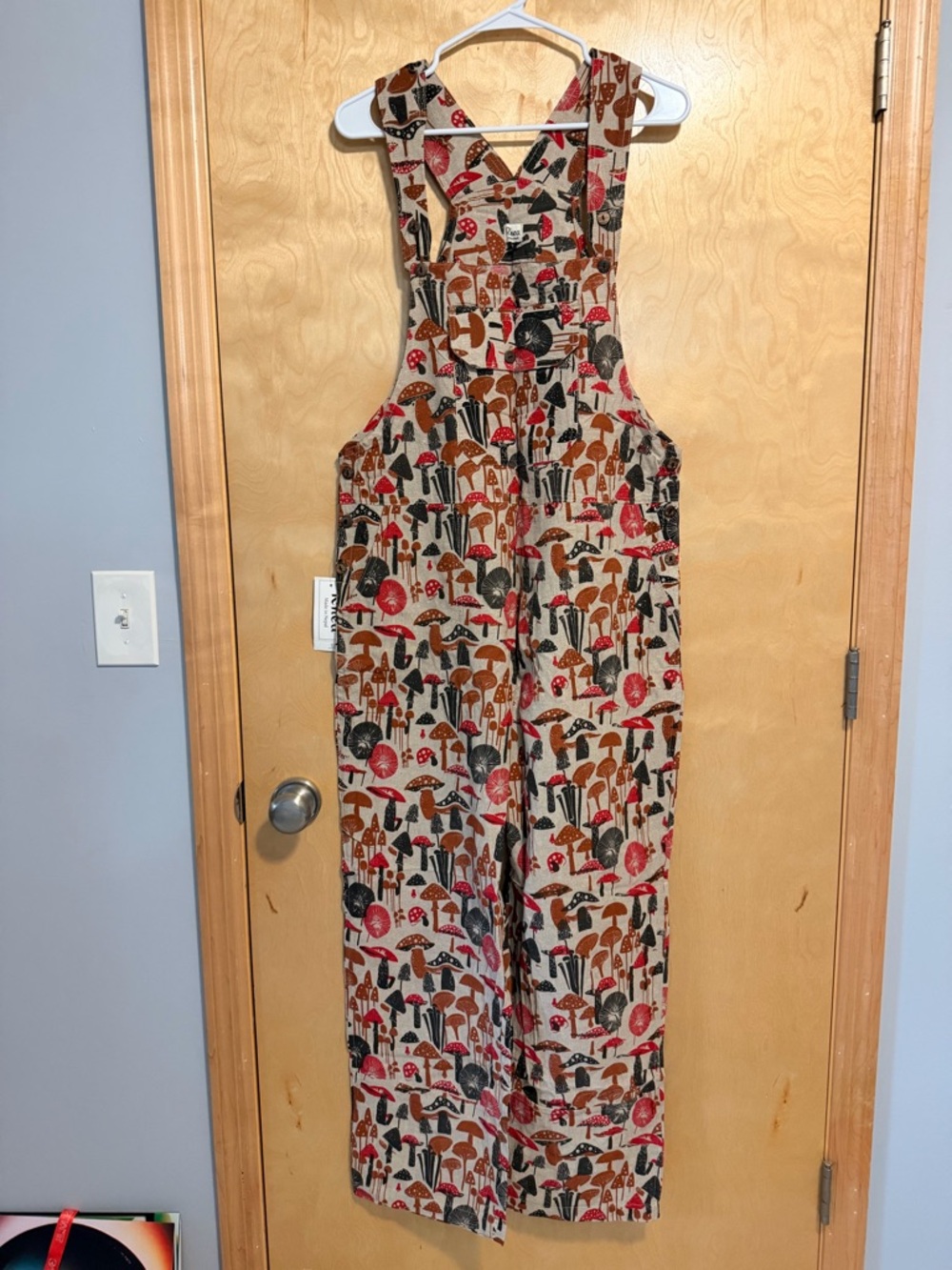 Mushroom Print Overalls - Festival Boho 🤩 NWT 100% Cotten - Picture 2 of 11